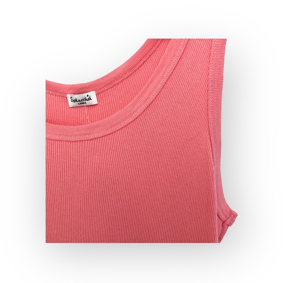 new Splendid ✶ Classic Micro Modal Ribbed Rib Tank Top ✶ Coral Hot Pink ✶ Large - Picture 6 of 16